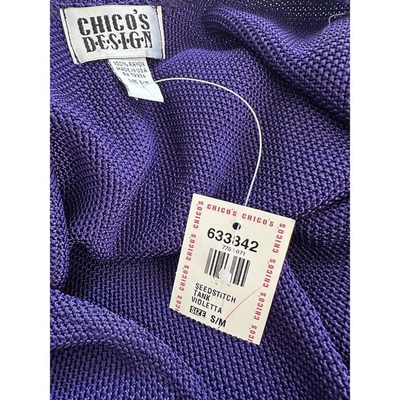 Chicos Design Purple Sleeveless Made In USA Vtg New With Tag Size S/M Knit Tank - Picture 6 of 7